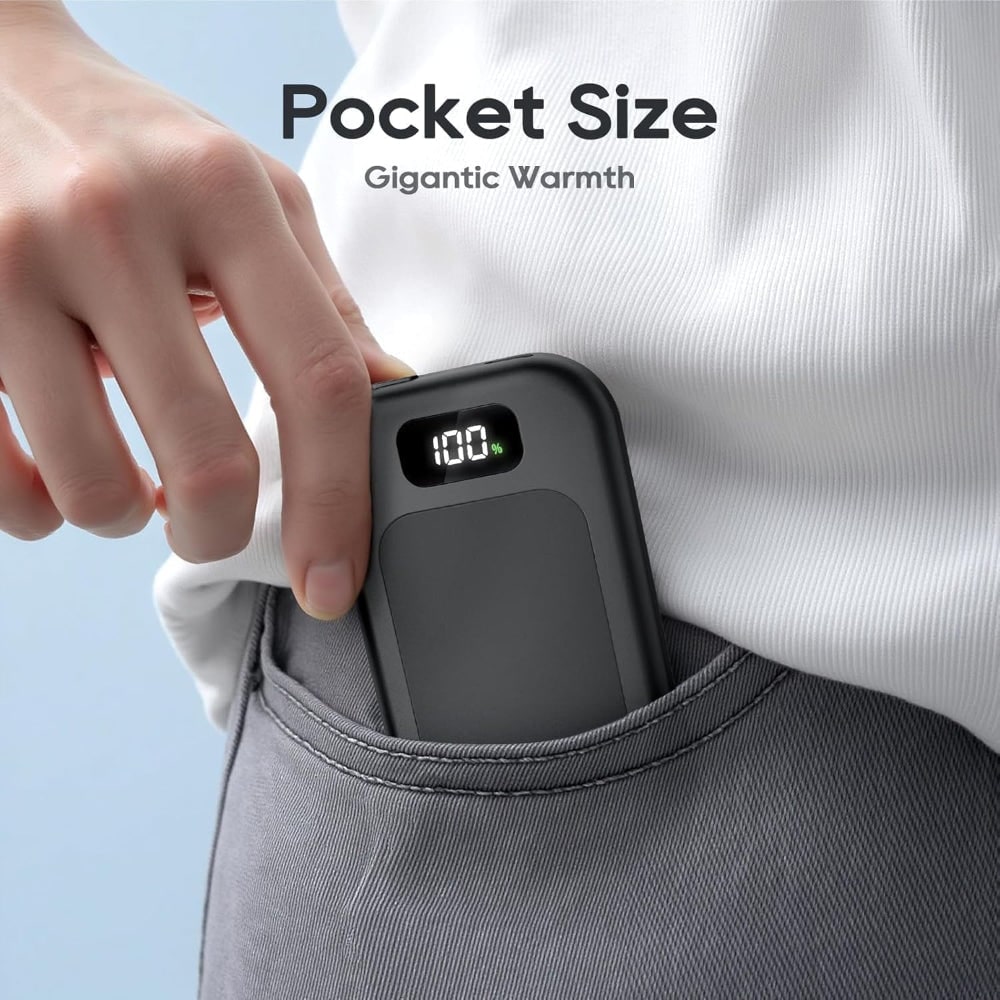 Rechargeable Electric Hand Warmers Reusable Portable Pocket with Digital LED Display Dual Pack - Image 3