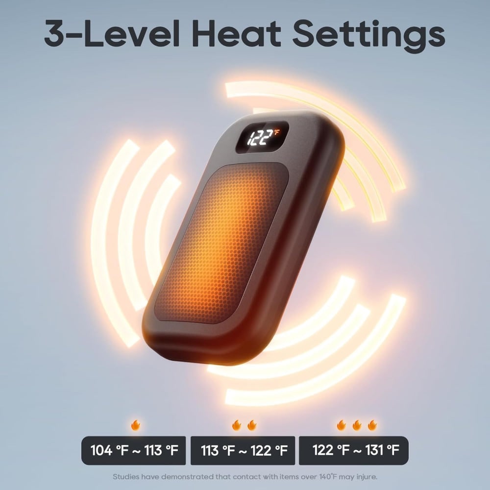 Rechargeable Electric Hand Warmers Reusable Portable Pocket with Digital LED Display Dual Pack - Image 5