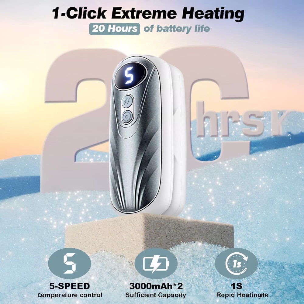 Rechargeable Electric Reusable Hand Warmers Set with LED Display and Five Heat Settings - Image 11