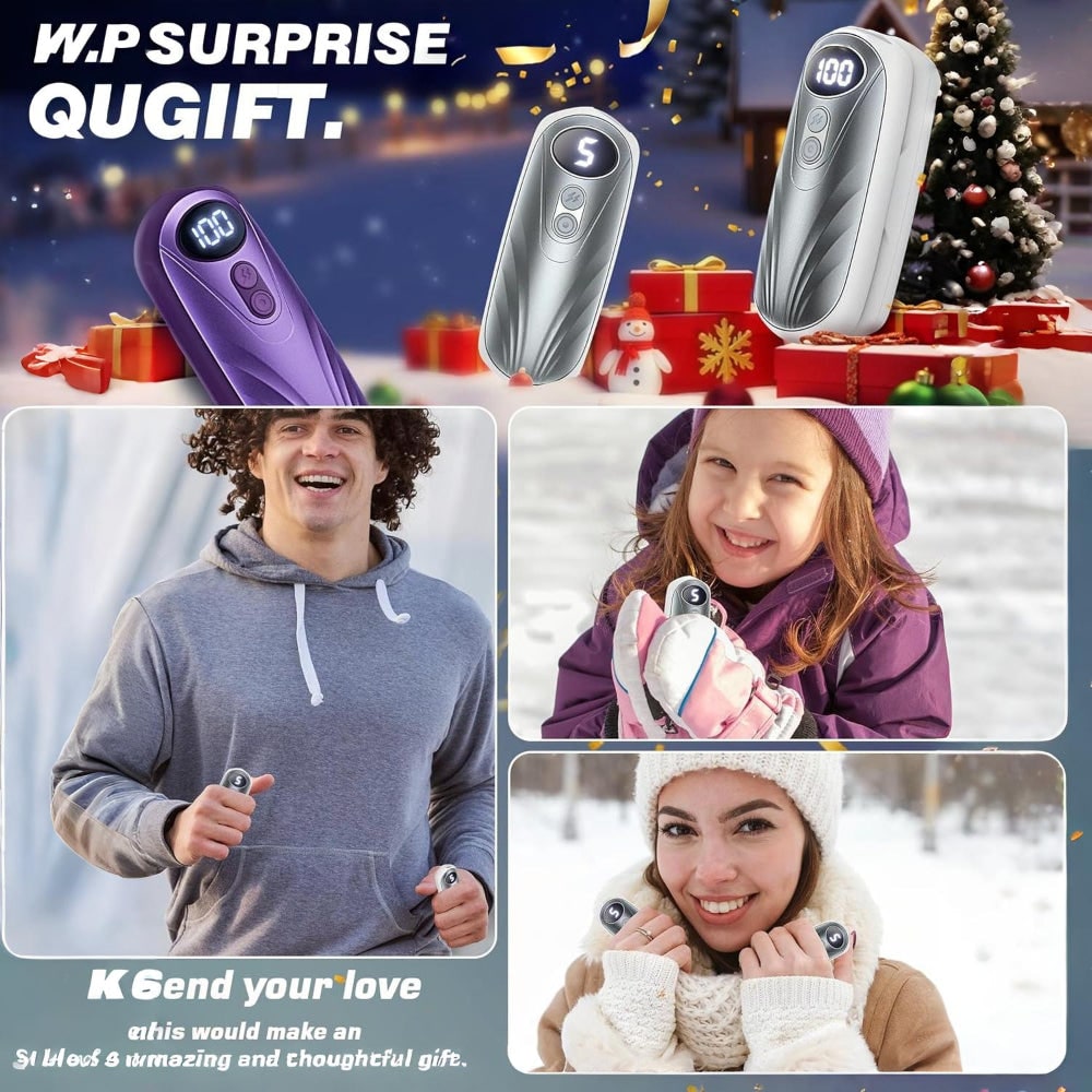 Rechargeable Electric Reusable Hand Warmers Set with LED Display and Five Heat Settings - Image 12