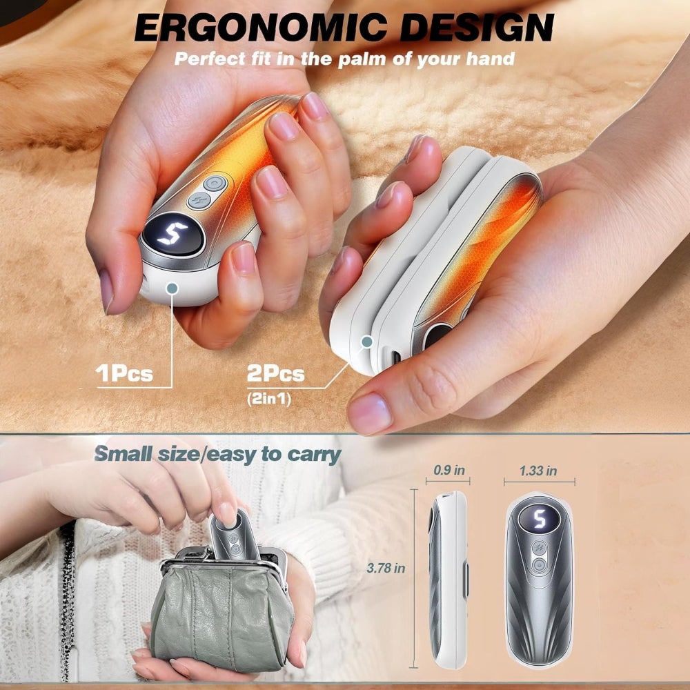 Rechargeable Electric Reusable Hand Warmers Set with LED Display and Five Heat Settings - Image 13