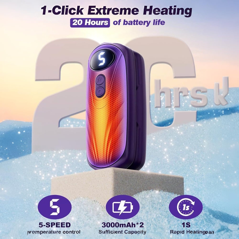 Rechargeable Electric Reusable Hand Warmers Set with LED Display and Five Heat Settings - Image 17