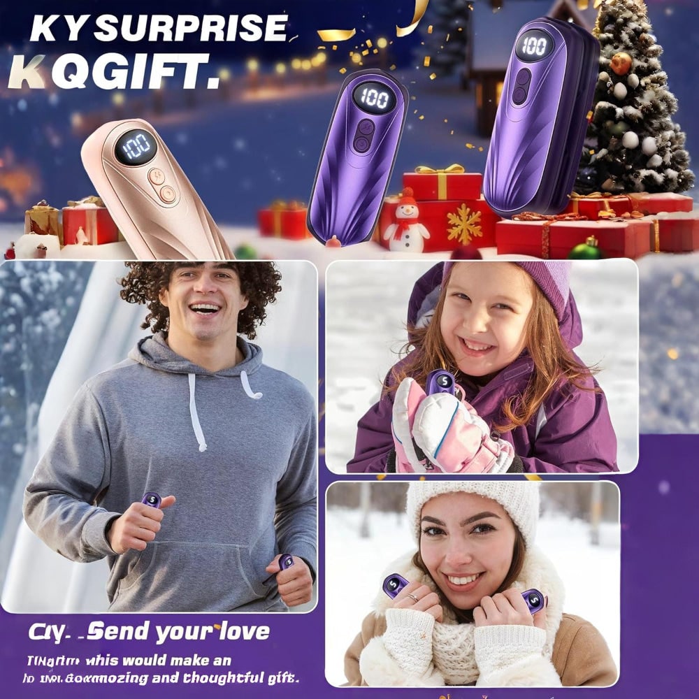 Rechargeable Electric Reusable Hand Warmers Set with LED Display and Five Heat Settings - Image 19