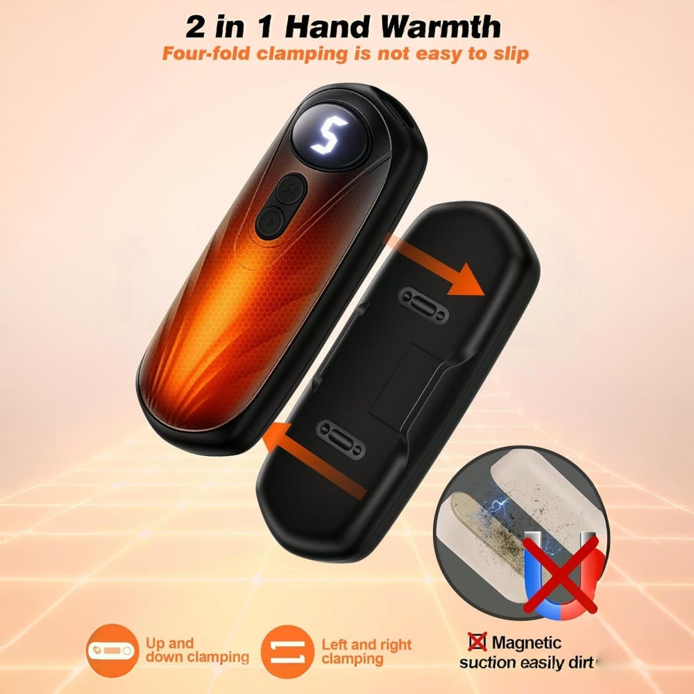 Rechargeable Electric Reusable Hand Warmers Set with LED Display and Five Heat Settings - Image 2
