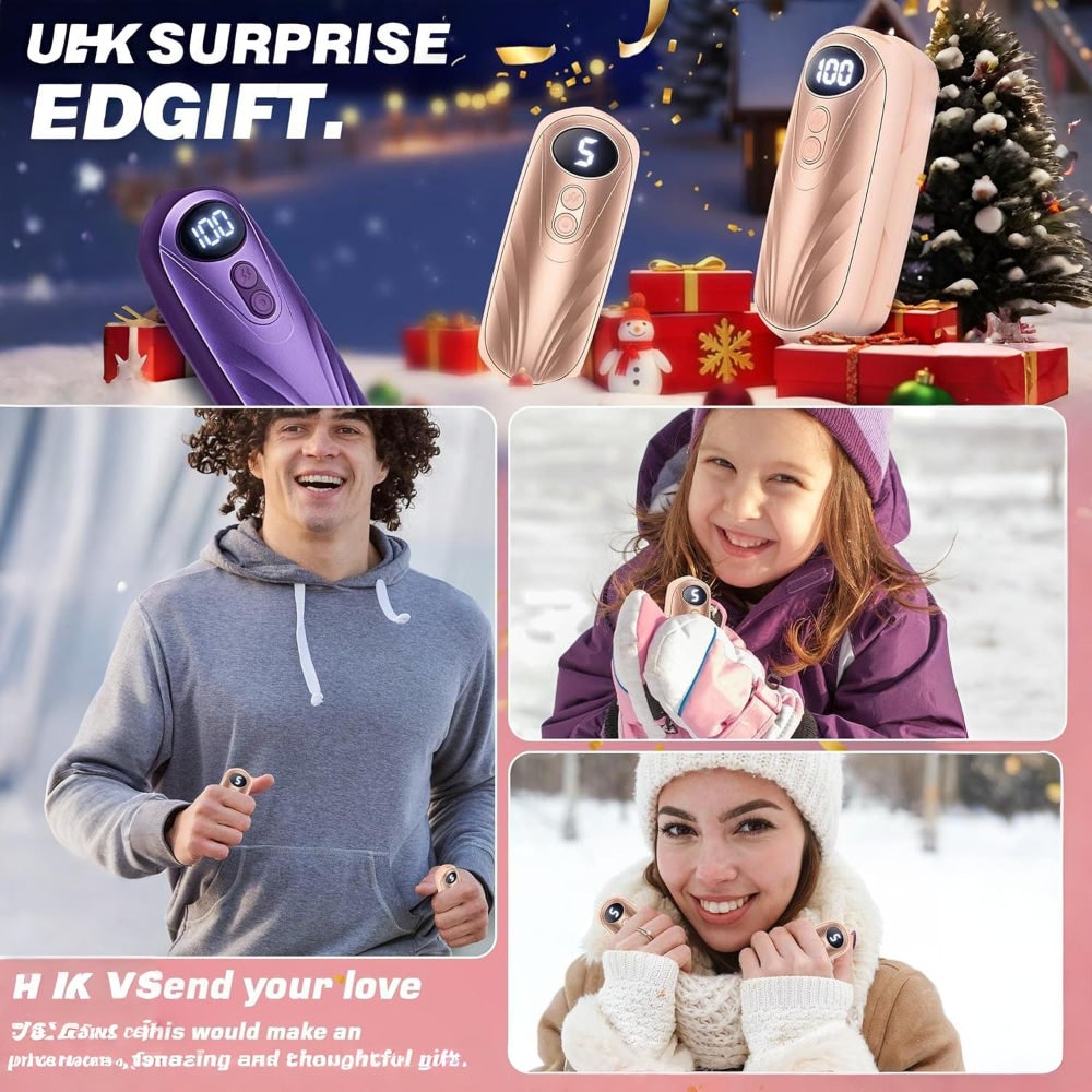 Rechargeable Electric Reusable Hand Warmers Set with LED Display and Five Heat Settings - Image 24