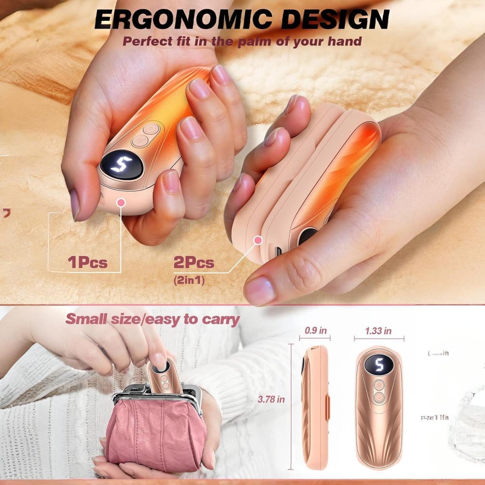 Rechargeable Electric Reusable Hand Warmers Set with LED Display and Five Heat Settings - Image 25