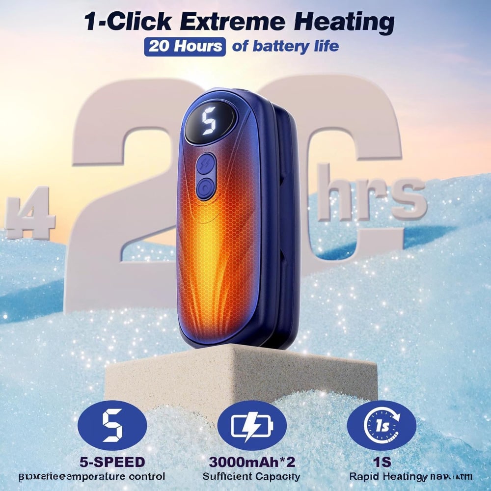 Rechargeable Electric Reusable Hand Warmers Set with LED Display and Five Heat Settings - Image 28