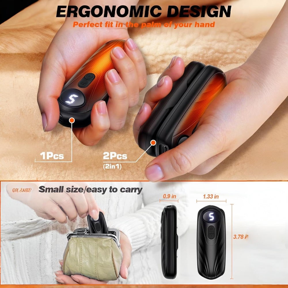Rechargeable Electric Reusable Hand Warmers Set with LED Display and Five Heat Settings - Image 6