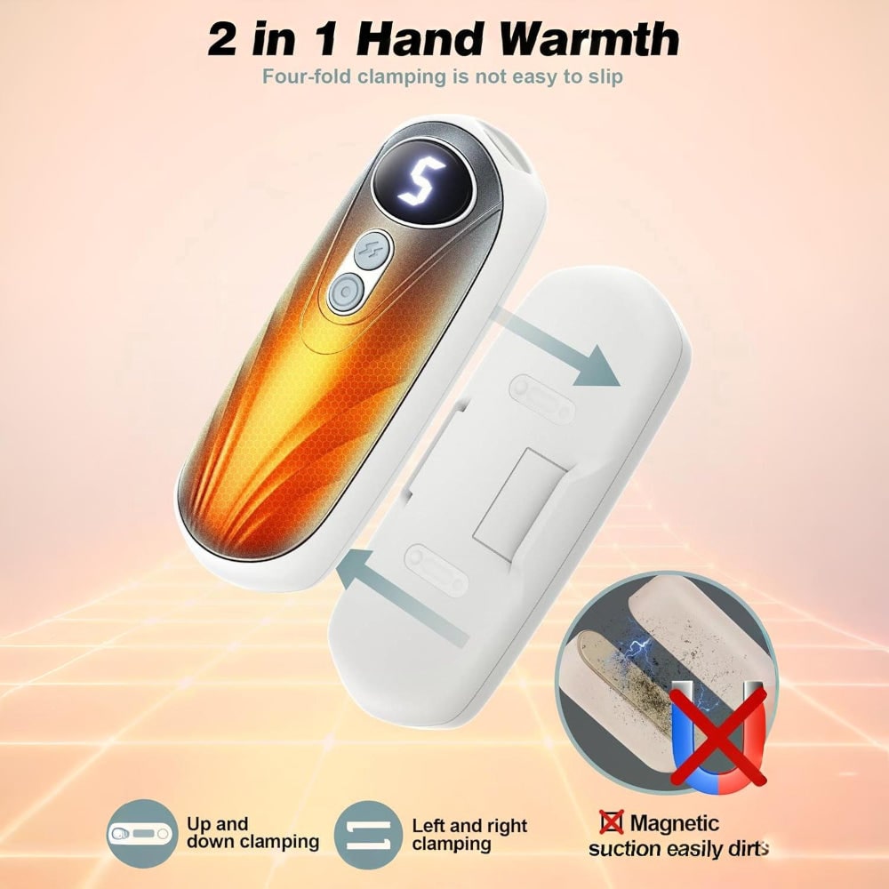 Rechargeable Electric Reusable Hand Warmers Set with LED Display and Five Heat Settings - Image 8