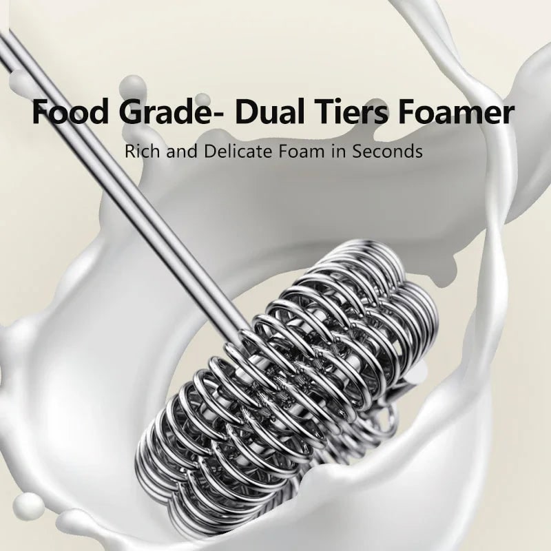 Rechargeable Handheld Milk Frother with Double Whisk and Three Speed Settings - Image 2