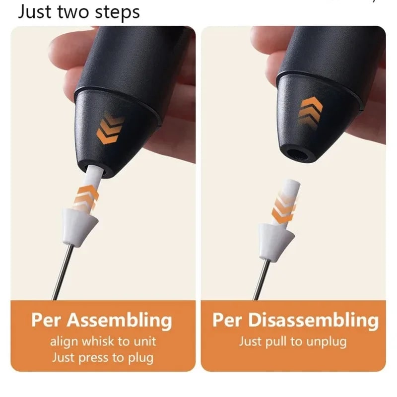 Rechargeable Handheld Milk Frother with Double Whisk and Three Speed Settings - Image 3