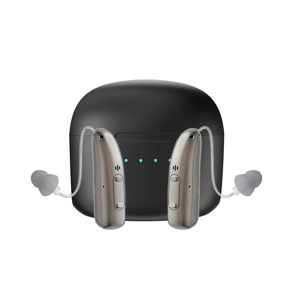 Rechargeable Hearing Aids with Bluetooth Noise Reduction and Charging Case - Image 1