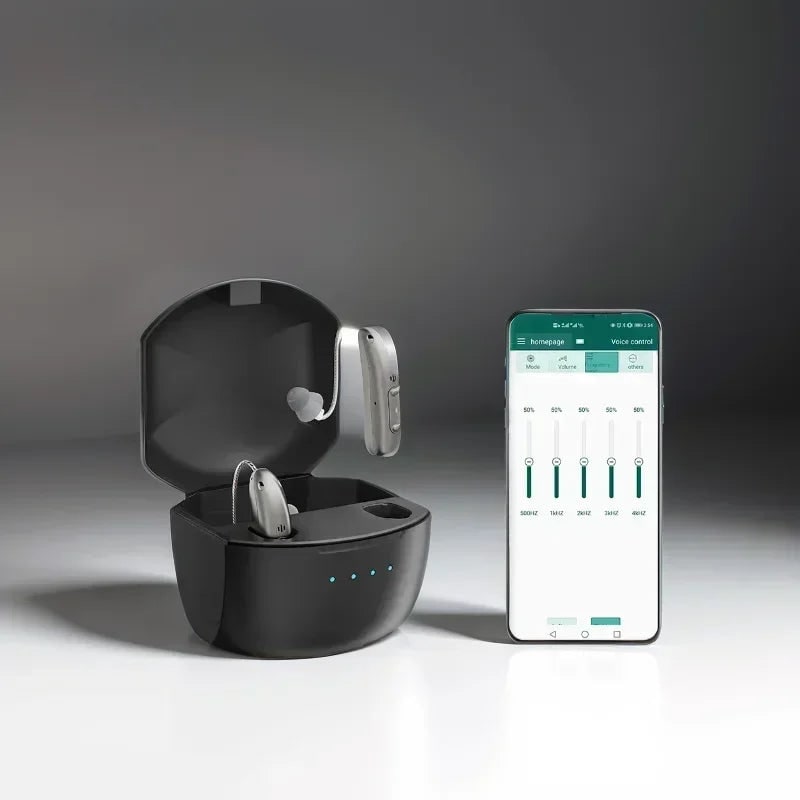 Rechargeable Hearing Aids with Bluetooth Noise Reduction and Charging Case - Image 2