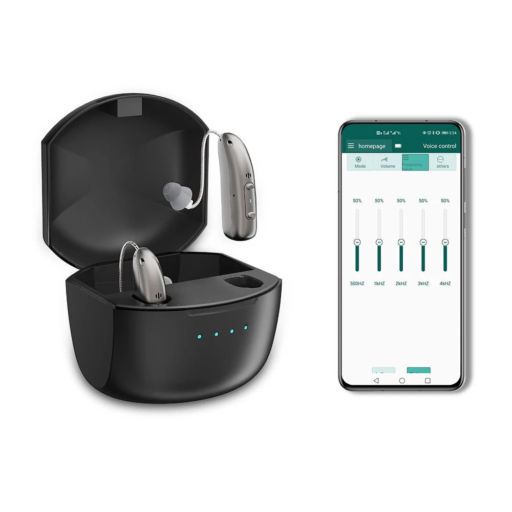 Rechargeable Hearing Aids with Bluetooth Noise Reduction and Charging Case - Image 3