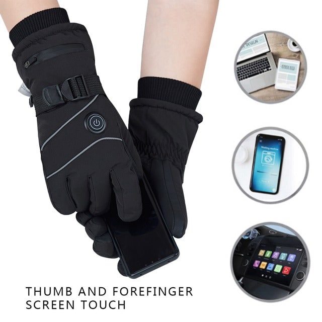 Rechargeable Heated Gloves for Skiing with Touchscreen Fingertips and Waterproof Insulated Design - Image 4