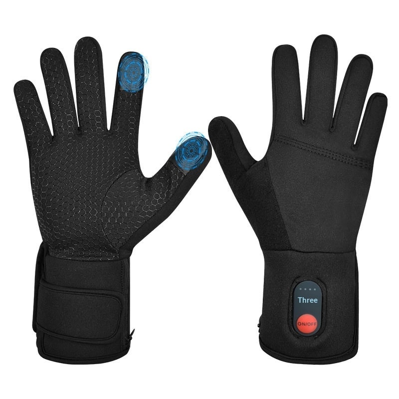 Rechargeable Heated Gloves Mittens with Touchscreen Fingertips and Adjustable Wrist Strap - Image 1