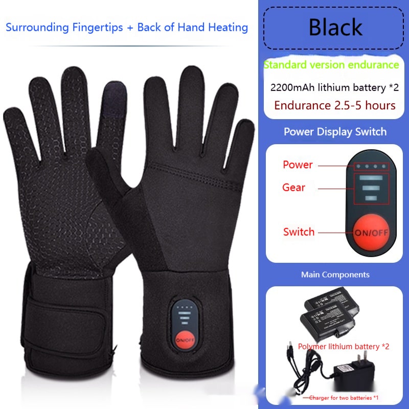 Rechargeable Heated Gloves Mittens with Touchscreen Fingertips and Adjustable Wrist Strap - Image 3