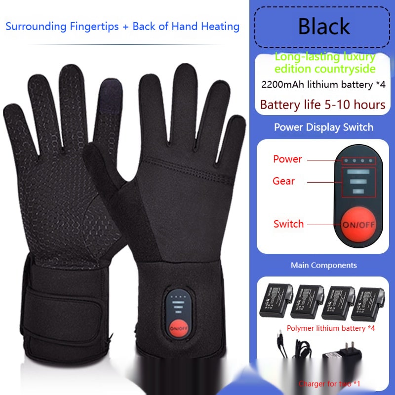 Rechargeable Heated Gloves Mittens with Touchscreen Fingertips and Adjustable Wrist Strap - Image 4