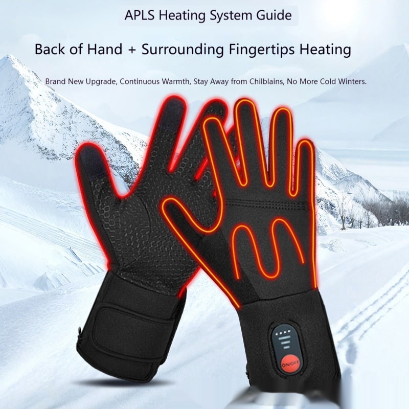 Rechargeable Heated Gloves Mittens with Touchscreen Fingertips and Adjustable Wrist Strap - Image 5