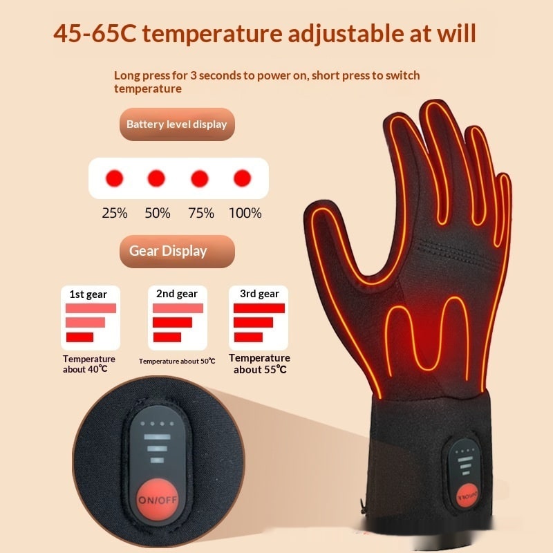 Rechargeable Heated Gloves Mittens with Touchscreen Fingertips and Adjustable Wrist Strap - Image 7