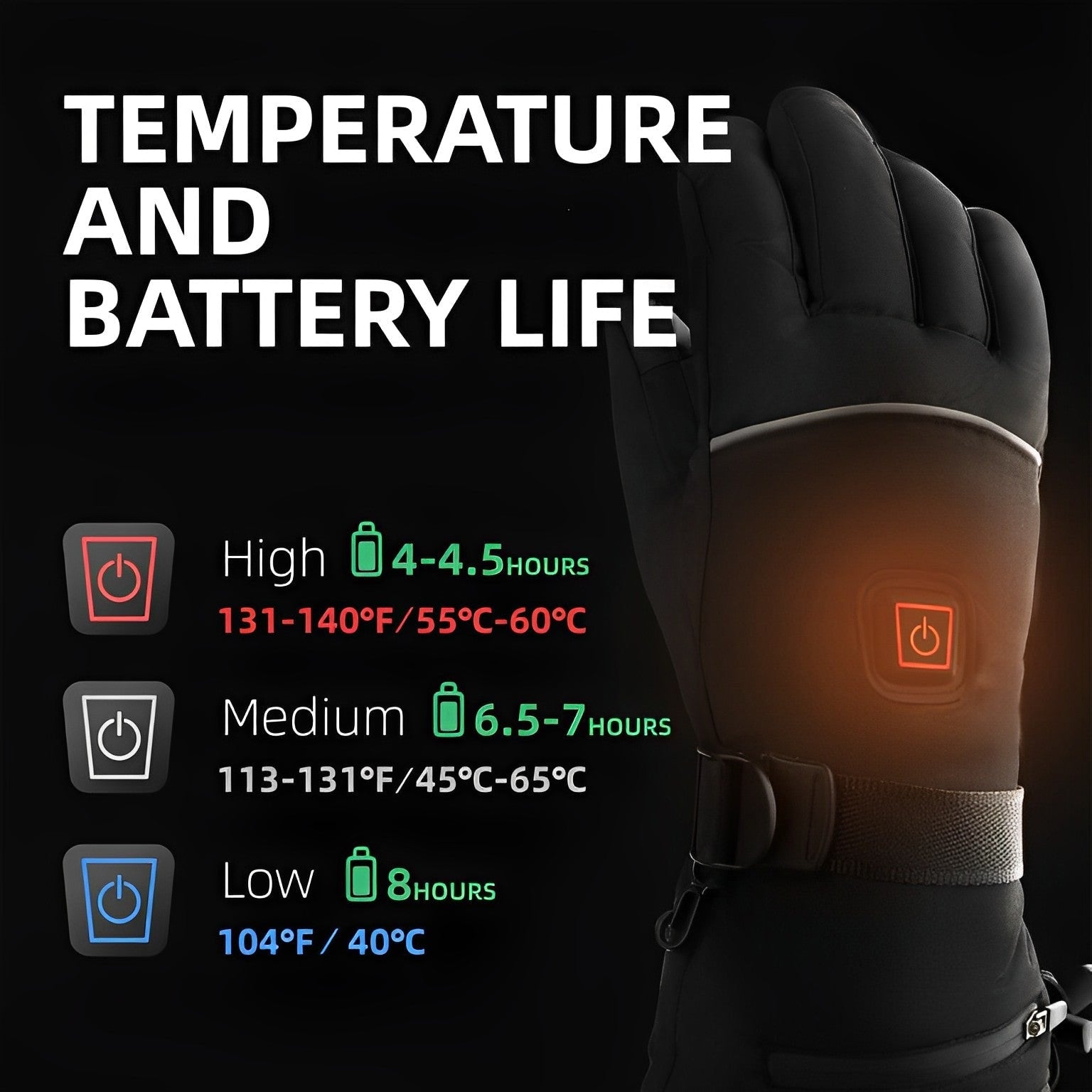 Rechargeable Heated Gloves with Waterproof Battery Pocket and Touchscreen Fingertips - Image 4