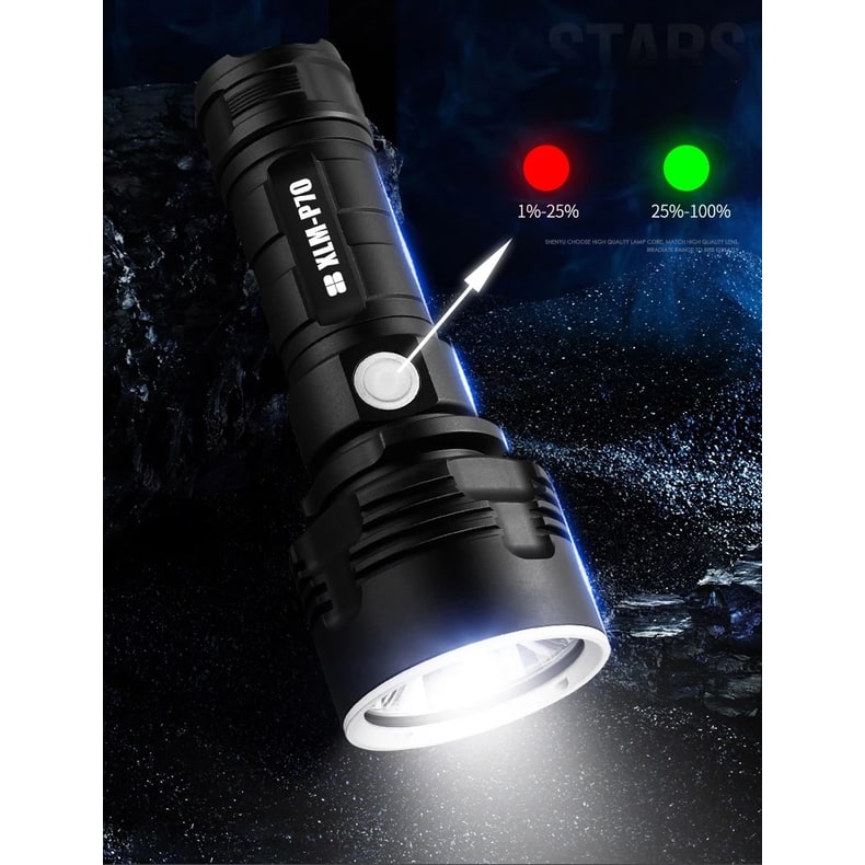 Rechargeable LED Flashlight with 100 000 Lumen High Output Usb-C Charging and Tactical Aluminum Body - Image 4