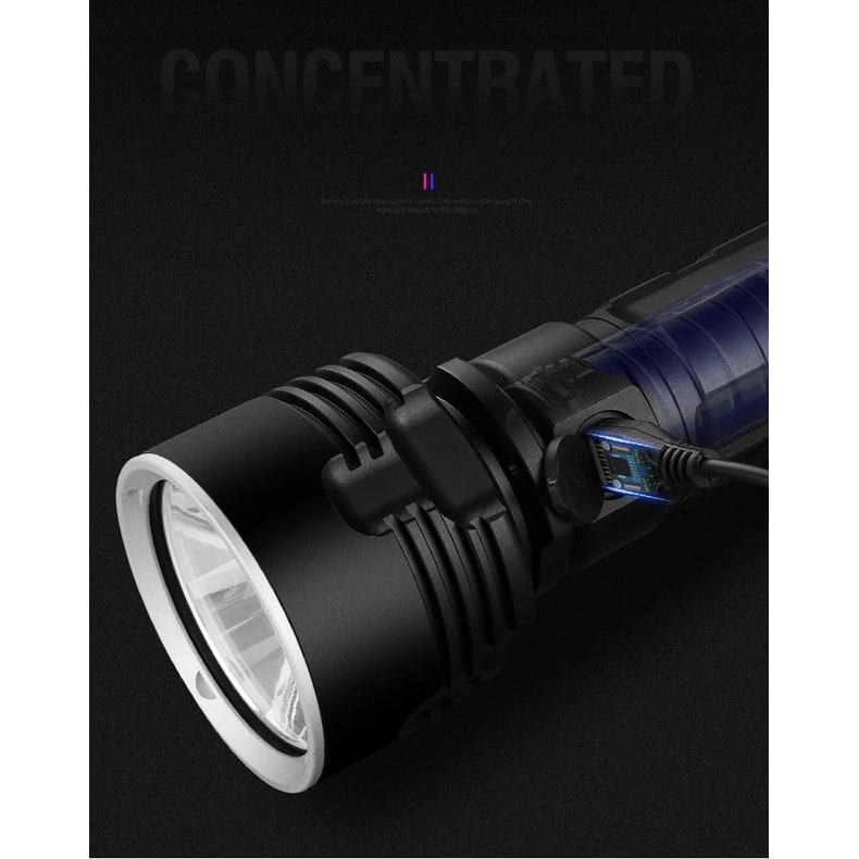Rechargeable LED Flashlight with 100 000 Lumen High Output Usb-C Charging and Tactical Aluminum Body - Image 7