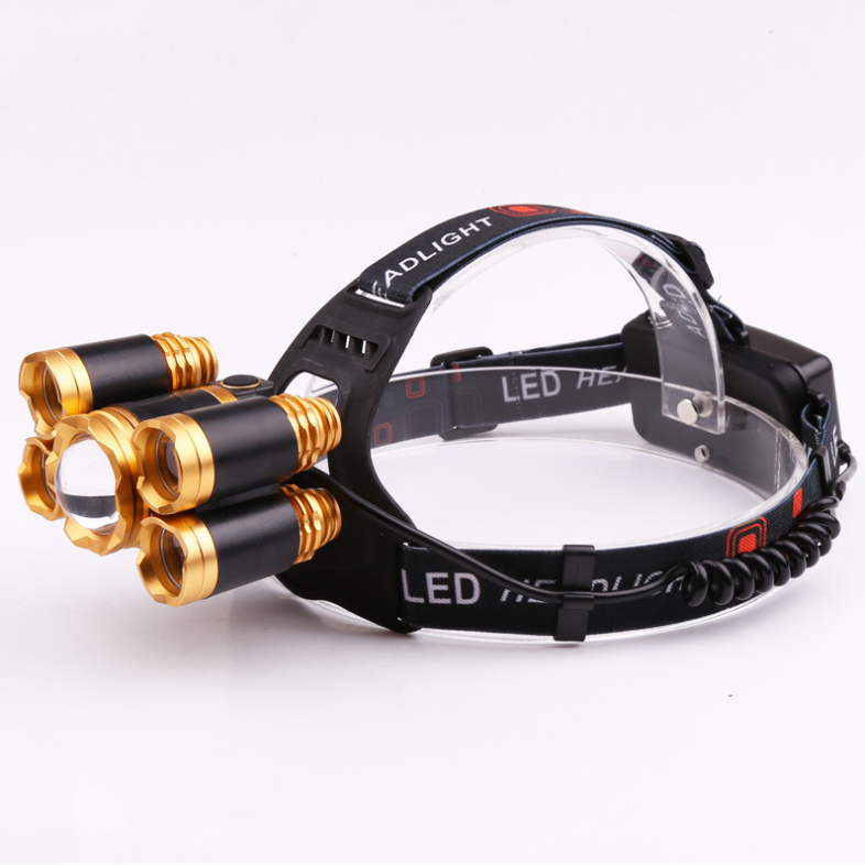 Rechargeable LED Headlamp with Adjustable Straps Zoomable Focus and Rear Battery Pack - Image 2