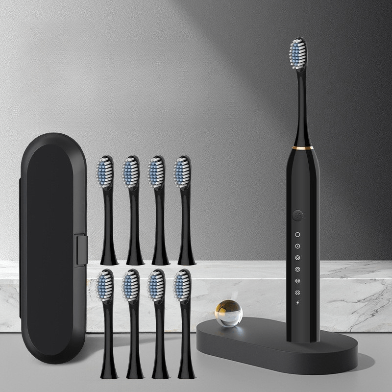Rechargeable Sonic Ultrasonic Electric Toothbrush Quiet LED Replacement Heads Travel Case - Image 2