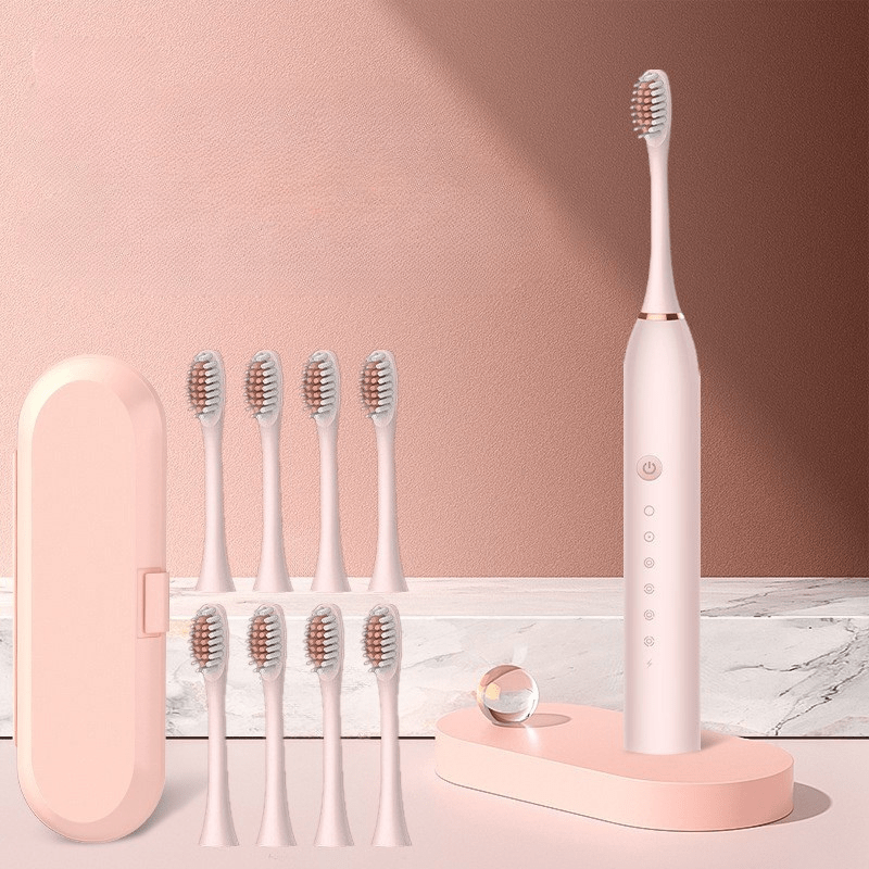 Rechargeable Sonic Ultrasonic Electric Toothbrush Quiet LED Replacement Heads Travel Case - Image 6