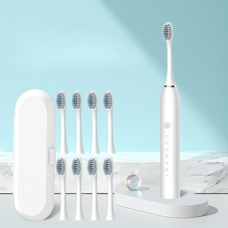 Rechargeable Sonic Ultrasonic Electric Toothbrush Quiet LED Replacement Heads Travel Case - Image 7