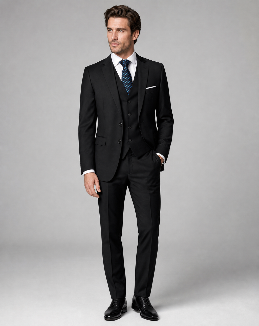 Refined Three-Piece Slim Fit Suit Set for Men