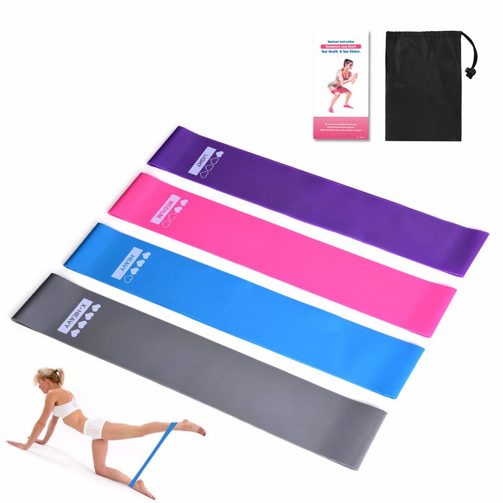 Resistance Bands Exercise Stretch Workout Loop with 4 Tension Levels and Carrying Pouch - Image 4