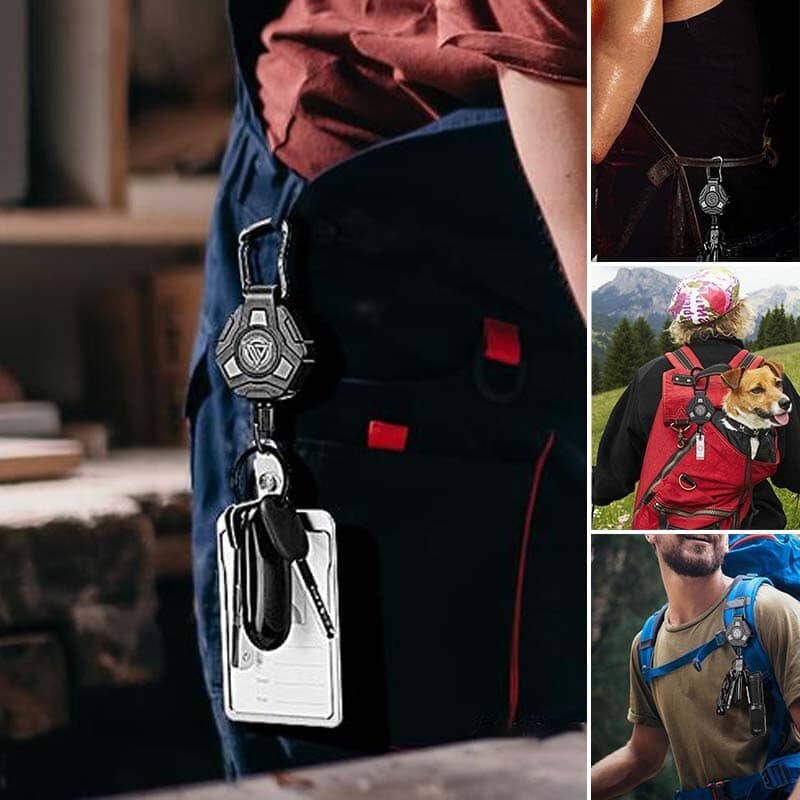 Retractable Badge Reels with Carabiner Clip and Heavy Duty Steel Cord Key Chain - Image 1