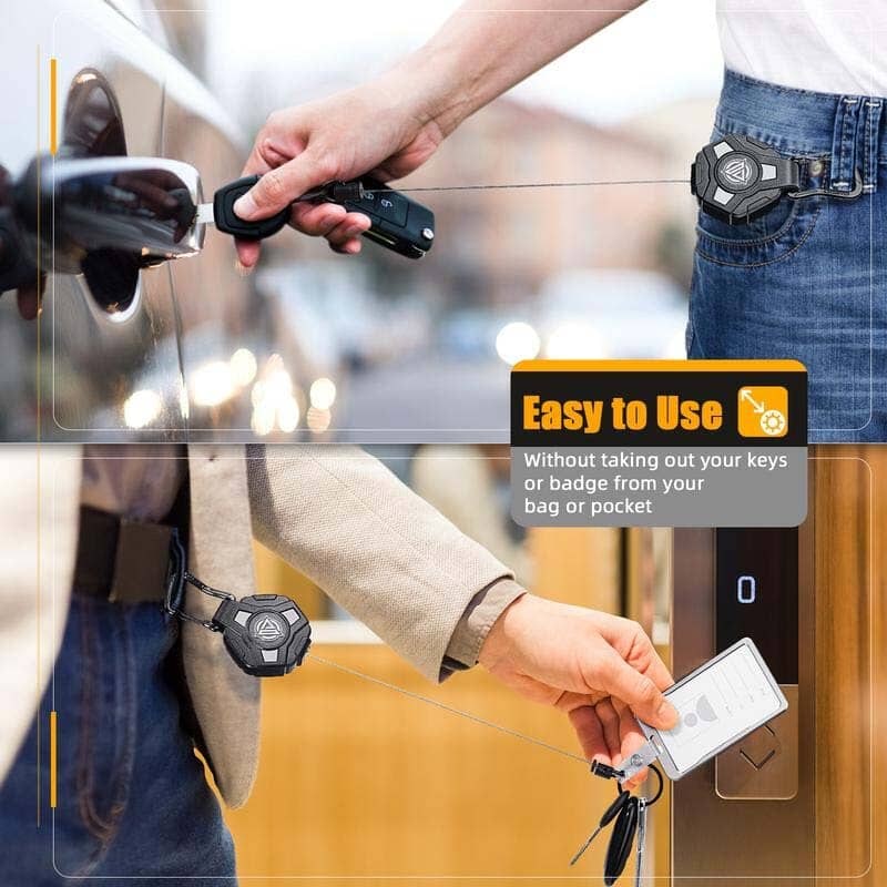 Retractable Badge Reels with Carabiner Clip and Heavy Duty Steel Cord Key Chain - Image 6