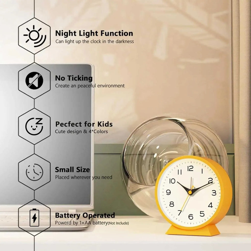 Retro Analog Alarm Clock with Battery Operation Non-Ticking Quartz Movement and Backlight - Image 6