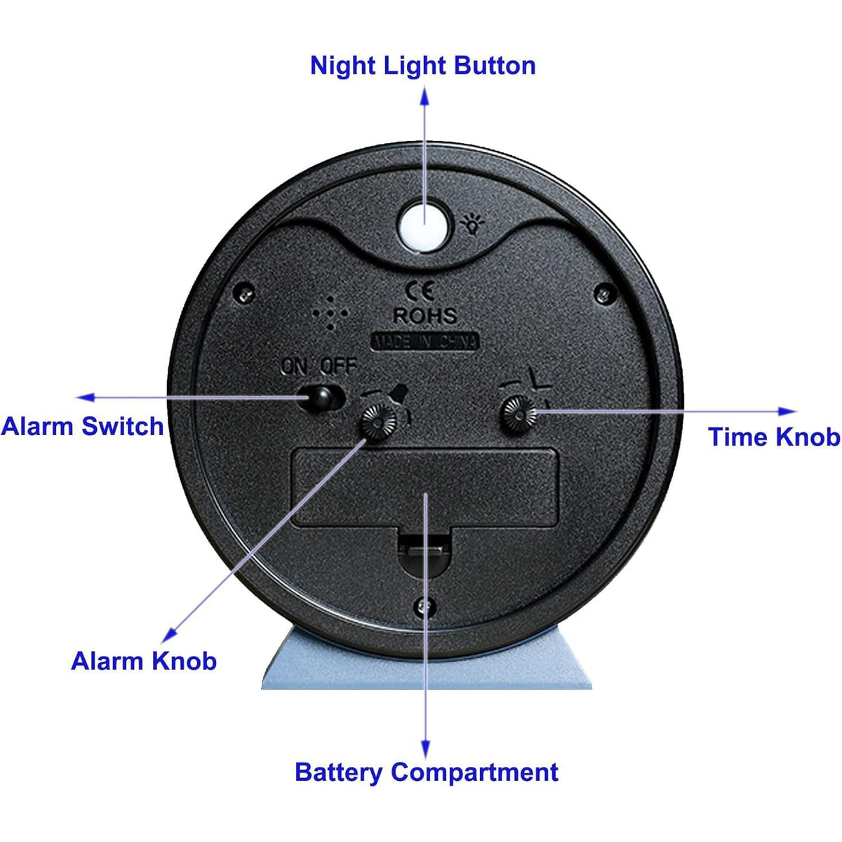 Retro Analog Alarm Clock with Battery Operation Non-Ticking Quartz Movement and Backlight - Image 9