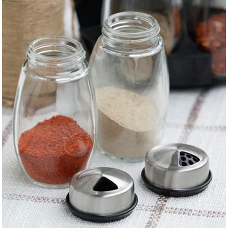 Rotating Spice Rack Organizer with 6 Glass Jars and Lazy Susan Base Countertop - Image 2