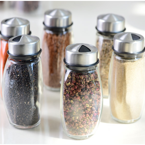 Rotating Spice Rack Organizer with 6 Glass Jars and Lazy Susan Base Countertop - Image 3