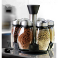 Rotating Spice Rack Organizer with 6 Glass Jars and Lazy Susan Base Countertop - Image 4