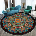 Round Area Rug Circular Mandala Pattern 8 Foot Boho Bedroom Machine Washable - Image 2