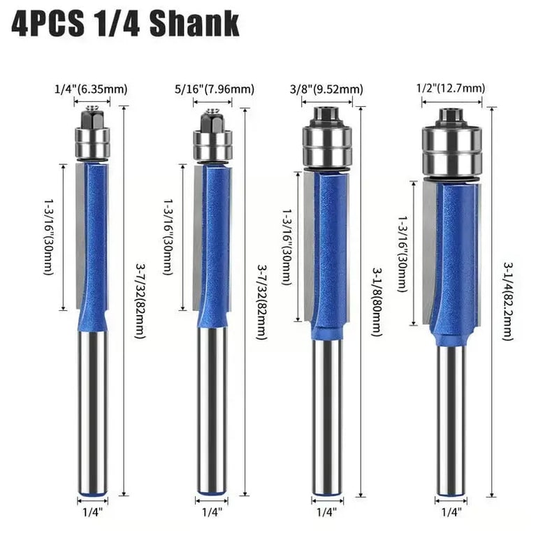 Router Bits Wood Tool Set with Flush Trim and Double Bearing Guides for Benchtop Table - Image 7