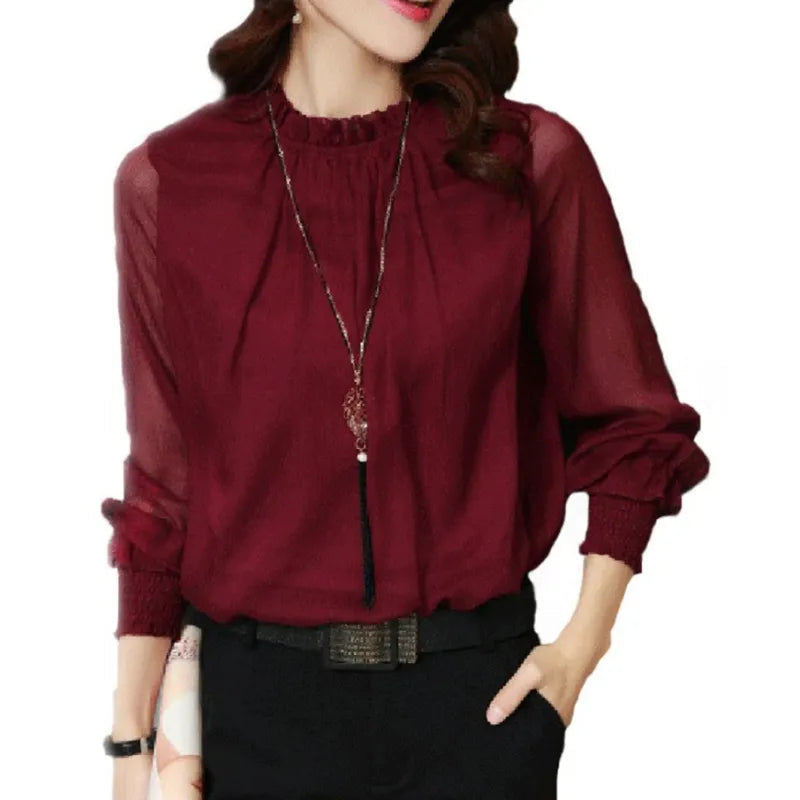 Ruffle Sleeve Blouse with Graceful Flowing Detail — detail view