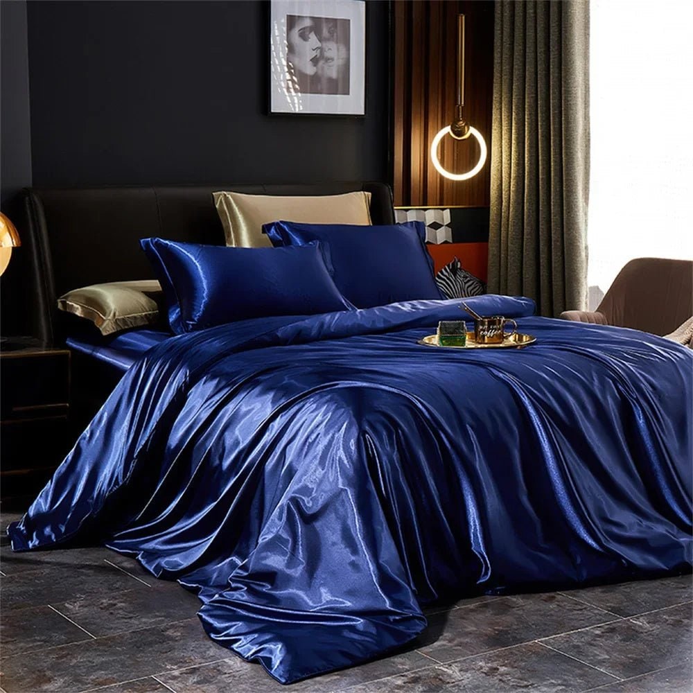 Satin Silk Luxury Bedding Set with Duvet Cover Pillowcases and Flat Sheet Smooth Lustrous Finish - Image 6