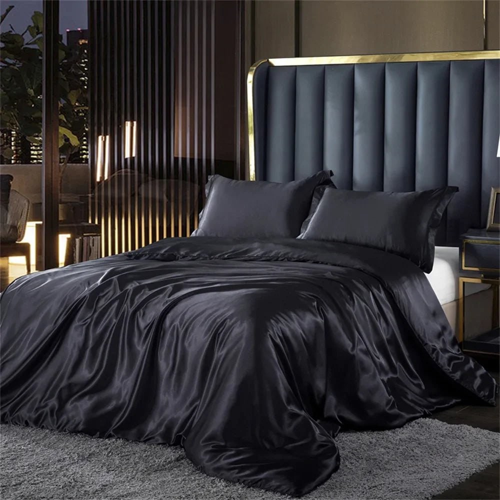 Satin Silk Luxury Bedding Set with Duvet Cover Pillowcases and Flat Sheet Smooth Lustrous Finish - Image 8