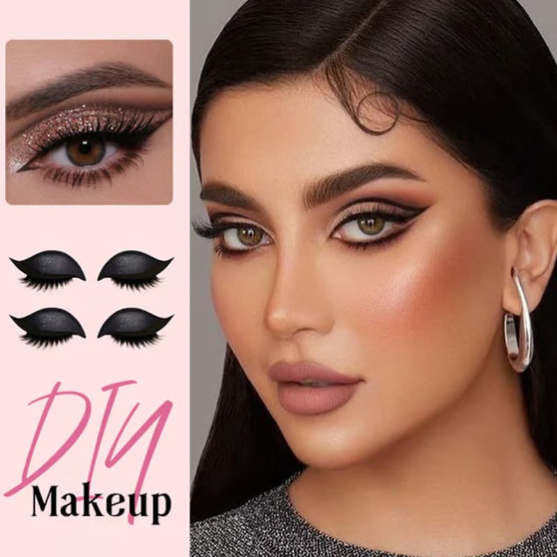 Self-Adhesive Eyeliner and Lash Stickers with Eyeshadow and Winged Flare - Image 2