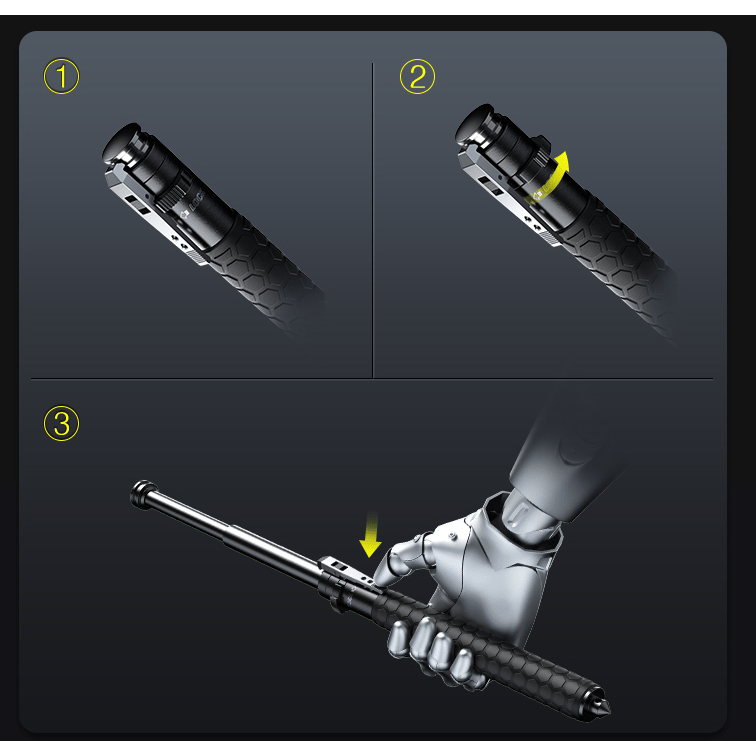 Self Defense Expandable Baton Collapsible Tactical Telescoping Metal Automatic Deployment - Image 5