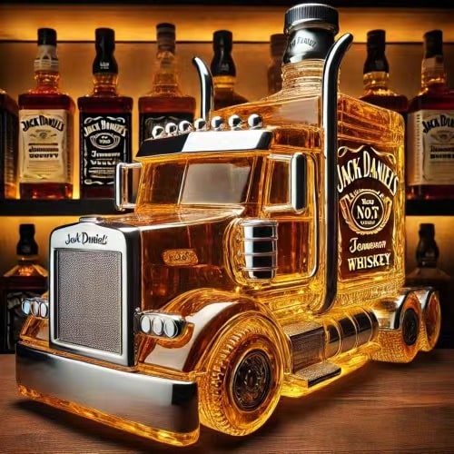 Semi-Truck Whiskey Decanter with Hand-Blown Glass and Decorative Stopper - Image 2