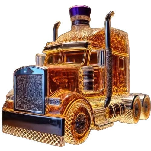 Semi-Truck Whiskey Decanter with Hand-Blown Glass and Decorative Stopper - Image 4