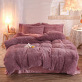 Shaggy Plush Duvet Cover with Pillow Shams King Daybed Bed Set Fleece Bedding Coverlet - Image 10